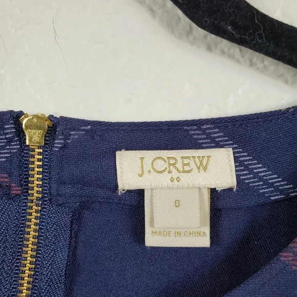 J. Crew Navy Plaid Printed Pocket Dress Size 0 Office Preppy Casual - Picture 6 of 8